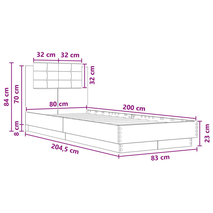 Cadru de Pat cu Tăblie Lemn vechi 80 x 200 cm Lemn prelucrat WALTI