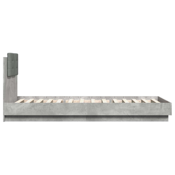 Cadru de Pat cu Tăblie Gri Beton 80 x 200 cm Lemn prelucrat WALTI
