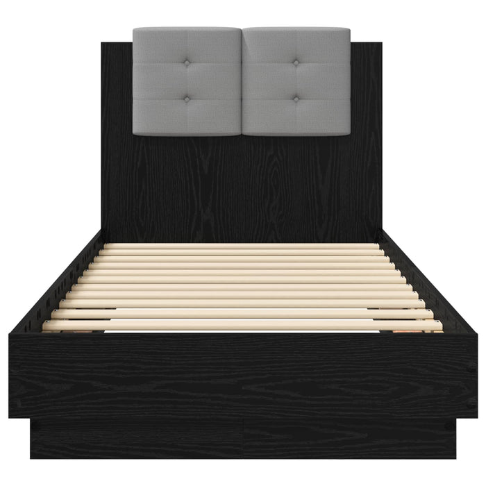 Cadru de Pat cu Tăblie Stejar Negru 80 x 200 cm Lemn prelucrat WALTI