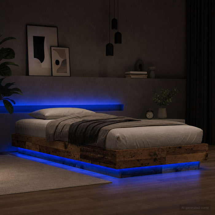 Cadru de pat cu LED Lemn vechi 80 x 200 cm Lemn prelucrat WALTI