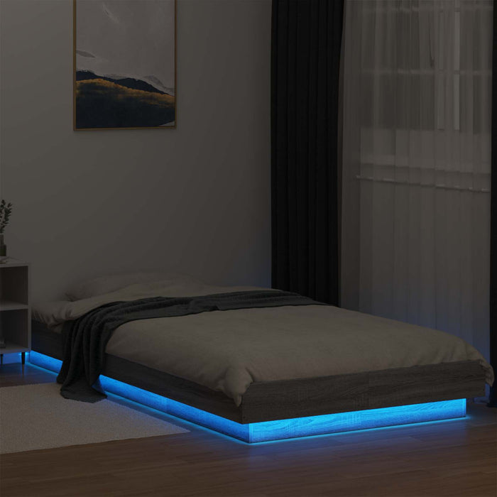 Cadru de pat cu LED Sonoma gri 80 x 200 cm Lemn prelucrat WALTI