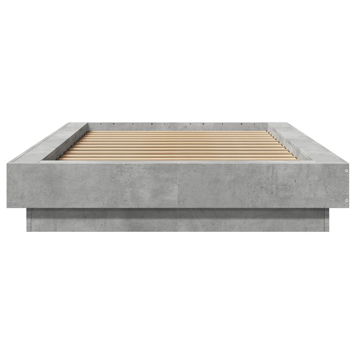 Cadru de pat cu LED Gri Beton 80 x 200 cm Lemn prelucrat WALTI
