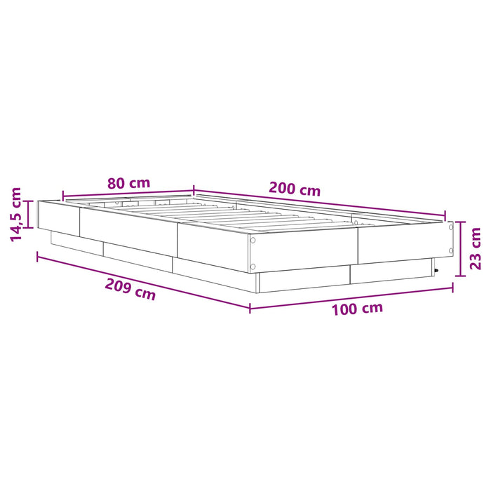 Cadru de pat cu LED Gri Beton 80 x 200 cm Lemn prelucrat WALTI