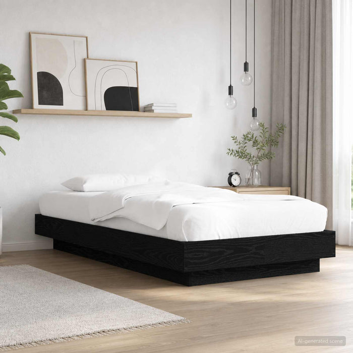 Cadru de pat cu LED Stejar Negru 80 x 200 cm Lemn prelucrat WALTI