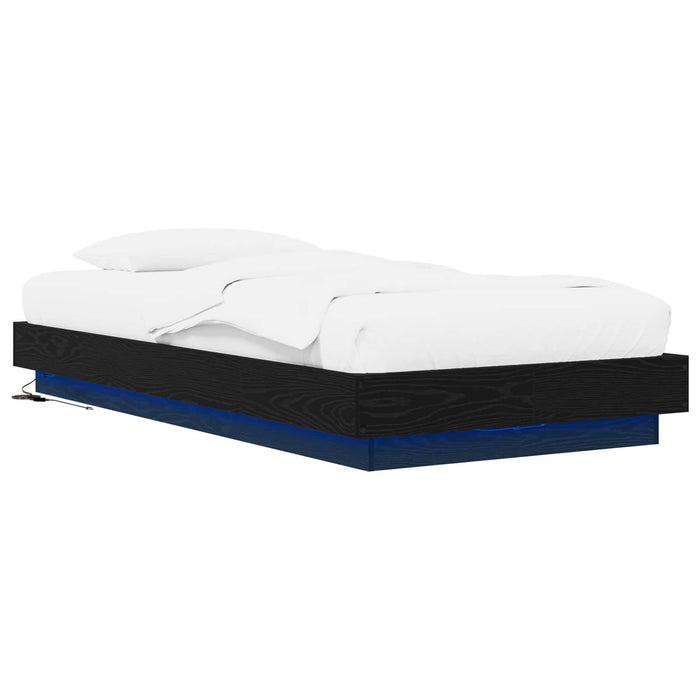 Cadru de pat cu LED Stejar Negru 80 x 200 cm Lemn prelucrat WALTI