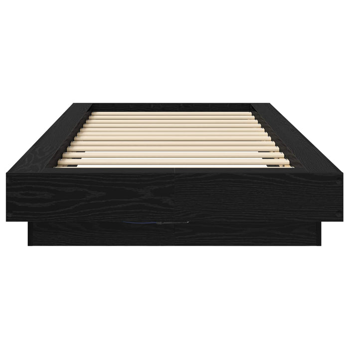 Cadru de pat cu LED Stejar Negru 80 x 200 cm Lemn prelucrat WALTI