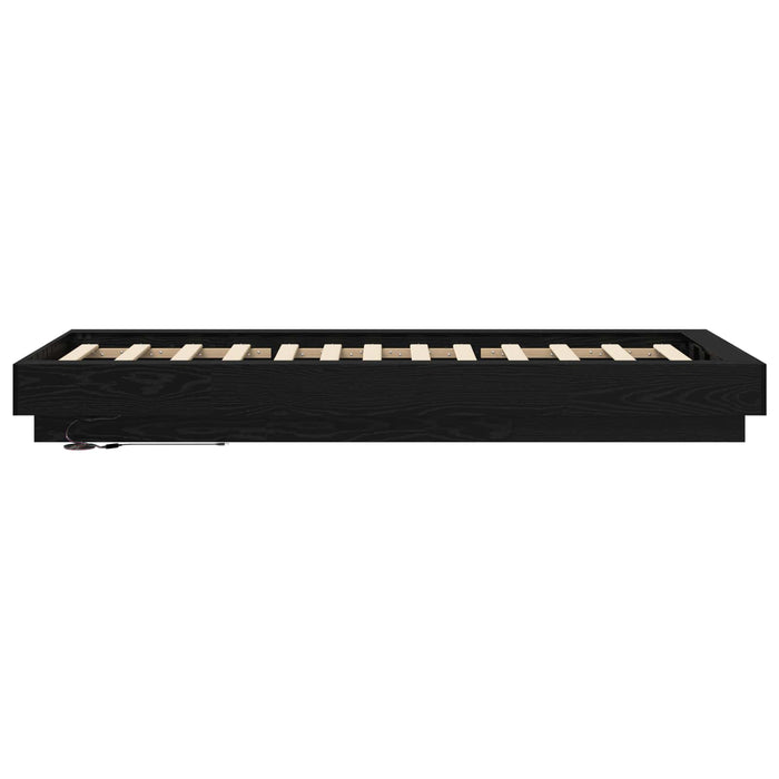 Cadru de pat cu LED Stejar Negru 80 x 200 cm Lemn prelucrat WALTI