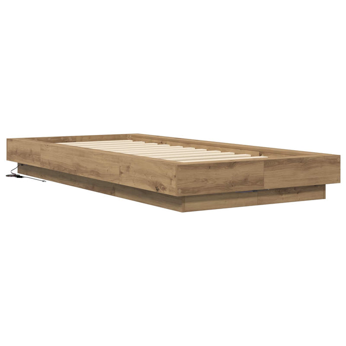 Cadru de pat cu LED Stejar artizanal 80 x 200 cm Lemn prelucrat WALTI
