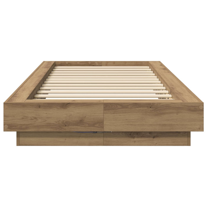 Cadru de pat cu LED Stejar artizanal 80 x 200 cm Lemn prelucrat WALTI