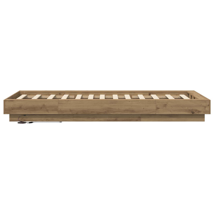 Cadru de pat cu LED Stejar artizanal 80 x 200 cm Lemn prelucrat WALTI