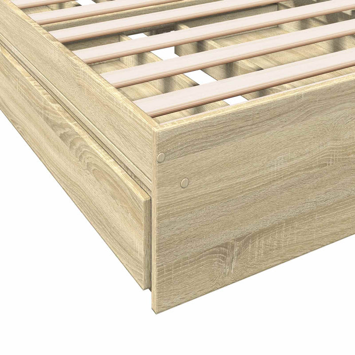 Cadru de pat cu depozitare cu sertar Stejar Sonoma 80 x 200 cm WALTI