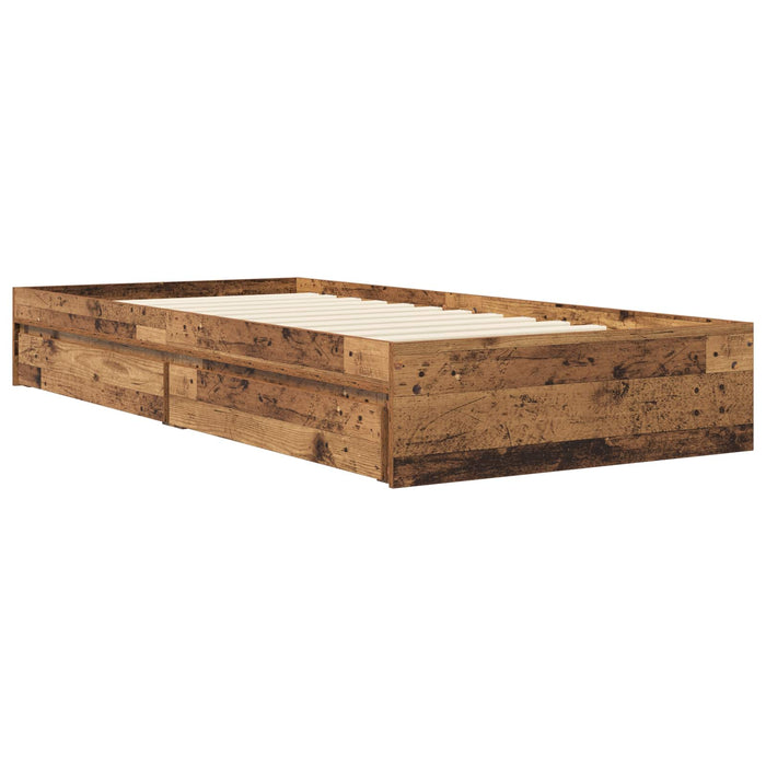 Cadru de pat cu depozitare cu sertar Lemn vechi 80 x 200 cm WALTI