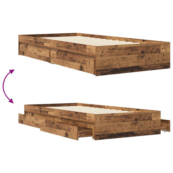 Cadru de pat cu depozitare cu sertar Lemn vechi 80 x 200 cm WALTI