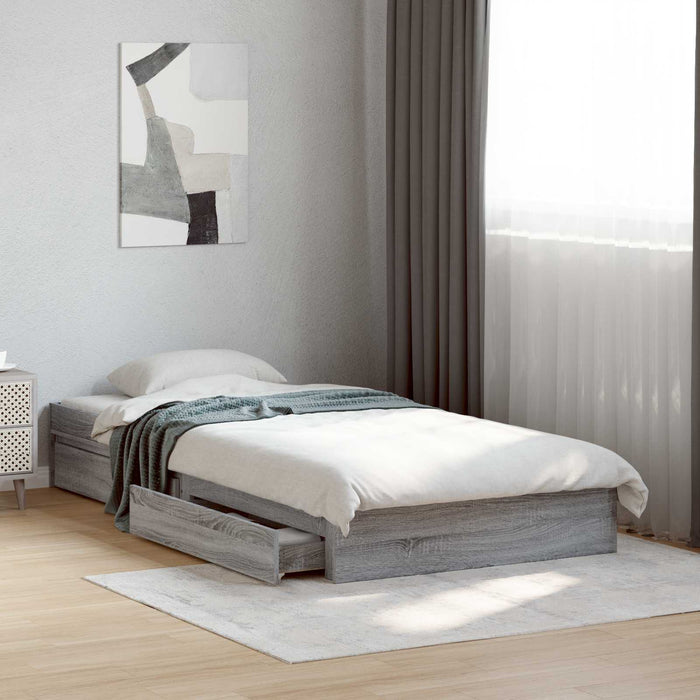 Cadru de pat cu depozitare cu sertar Sonoma gri 80 x 200 cm WALTI