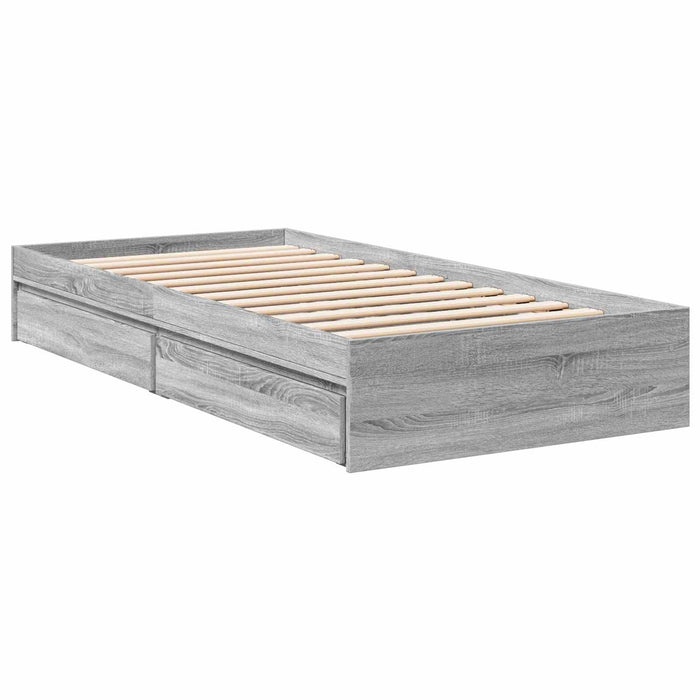 Cadru de pat cu depozitare cu sertar Sonoma gri 80 x 200 cm WALTI