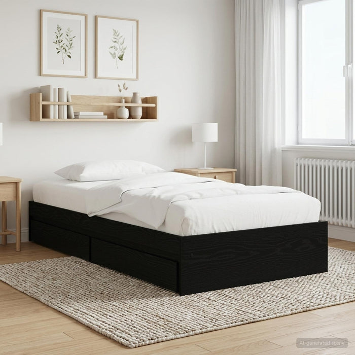 Cadru de pat cu depozitare cu sertar Stejar Negru 80 x 200 cm WALTI