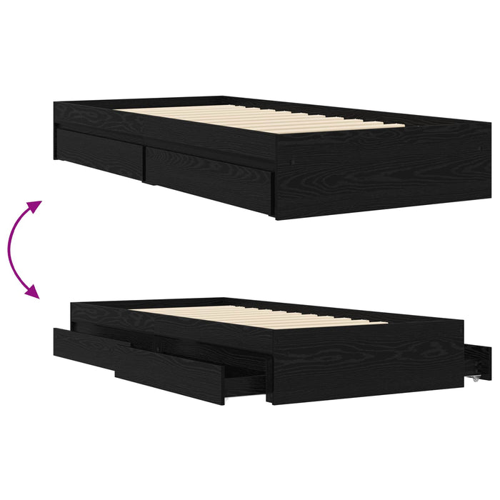Cadru de pat cu depozitare cu sertar Stejar Negru 80 x 200 cm WALTI