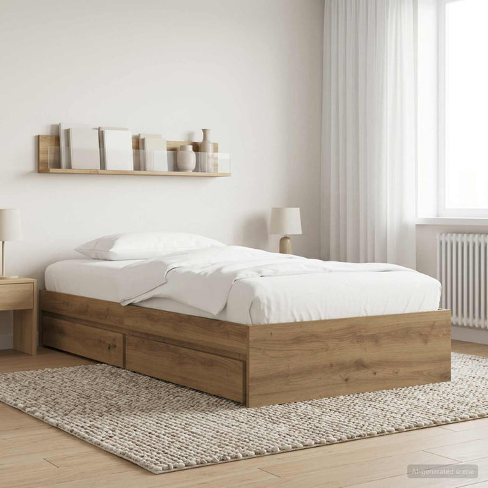 Cadru de pat cu depozitare Stejar artizanal 80 x 200 cm WALTI