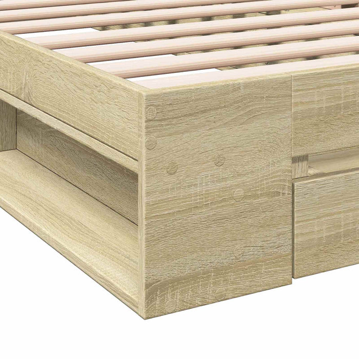 Cadru de pat cu depozitare cu sertar Stejar Sonoma 80 x 200 cm WALTI