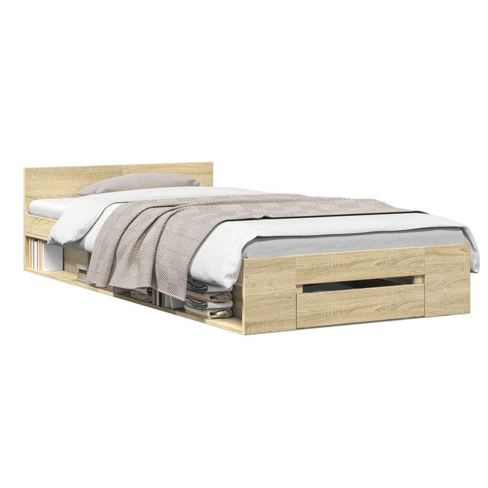 Cadru de pat cu depozitare cu sertar Stejar Sonoma 80 x 200 cm WALTI