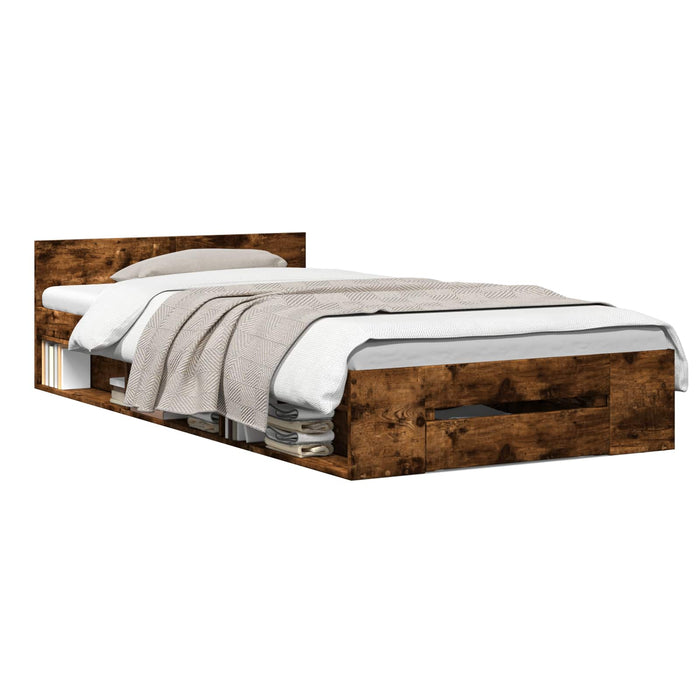Cadru de pat cu depozitare cu sertar Stejar fumuriu 80 x 200 cm WALTI