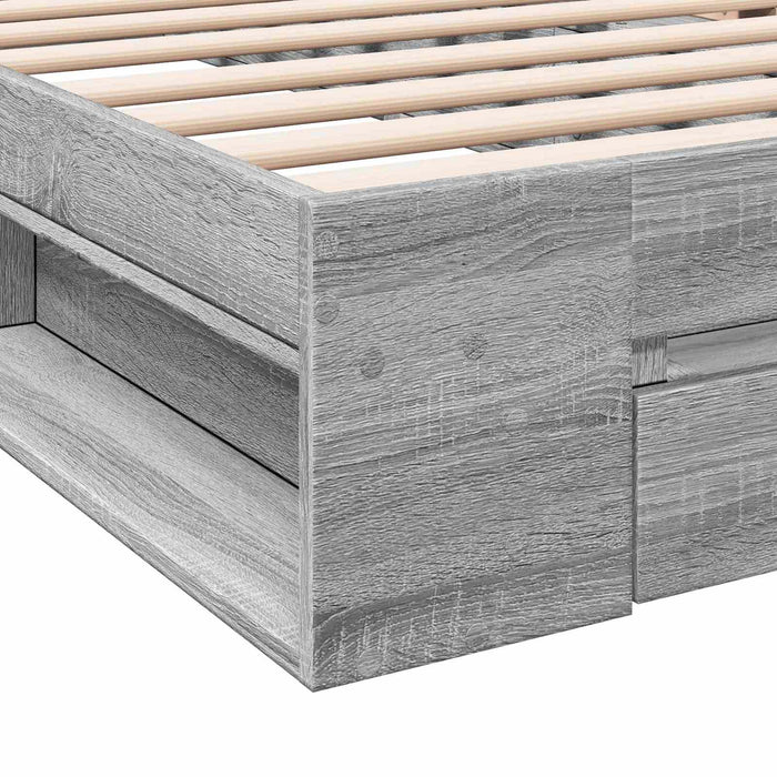 Cadru de pat cu depozitare cu sertar Sonoma gri 80 x 200 cm WALTI
