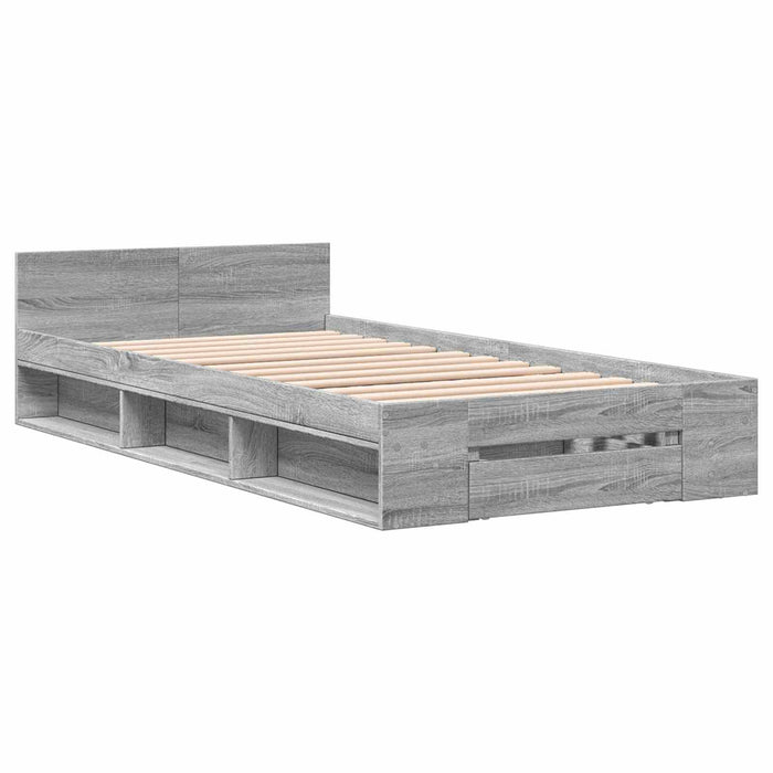 Cadru de pat cu depozitare cu sertar Sonoma gri 80 x 200 cm WALTI