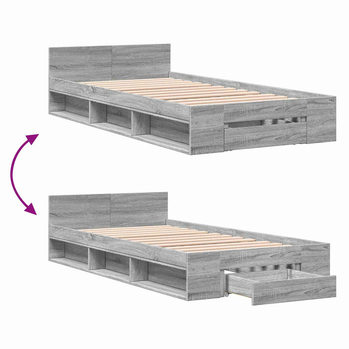 Cadru de pat cu depozitare cu sertar Sonoma gri 80 x 200 cm WALTI