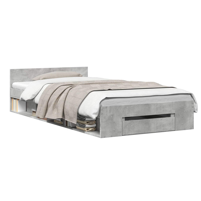 Cadru de pat cu depozitare Gri Beton 80 x 200 cm Lemn prelucrat WALTI