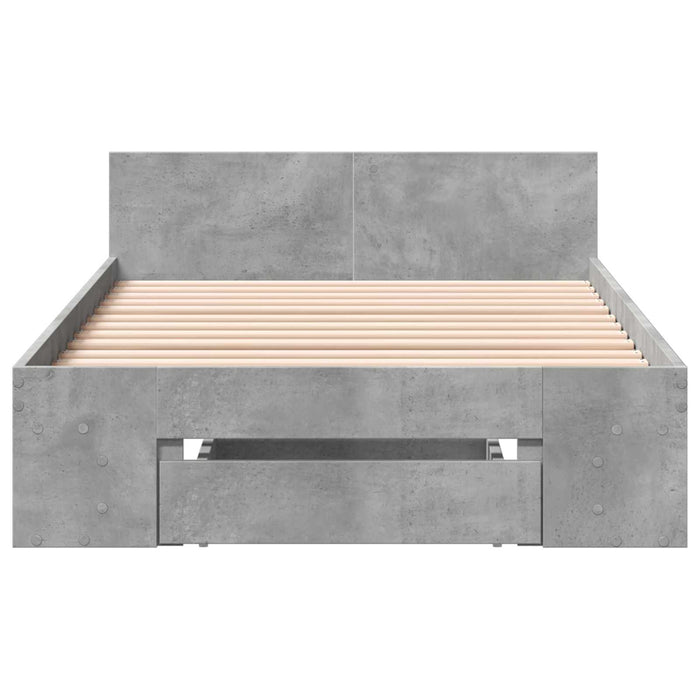 Cadru de pat cu depozitare Gri Beton 80 x 200 cm Lemn prelucrat WALTI