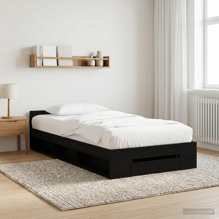 Cadru de pat cu depozitare cu sertar Stejar Negru 80 x 200 cm WALTI