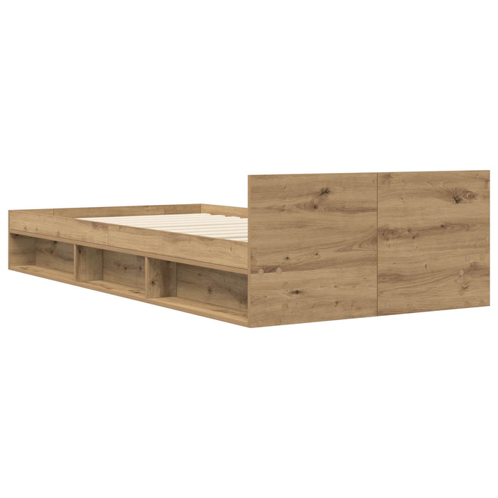 Cadru de pat cu depozitare cu raft Stejar artizanal 80 x 200 cm WALTI