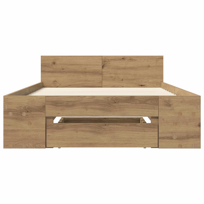 Cadru de pat cu depozitare cu raft Stejar artizanal 80 x 200 cm WALTI