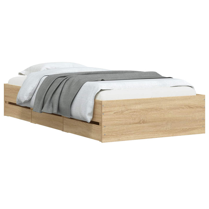 Cadru de pat cu depozitare cu sertar Stejar Sonoma 80 x 200 cm WALTI