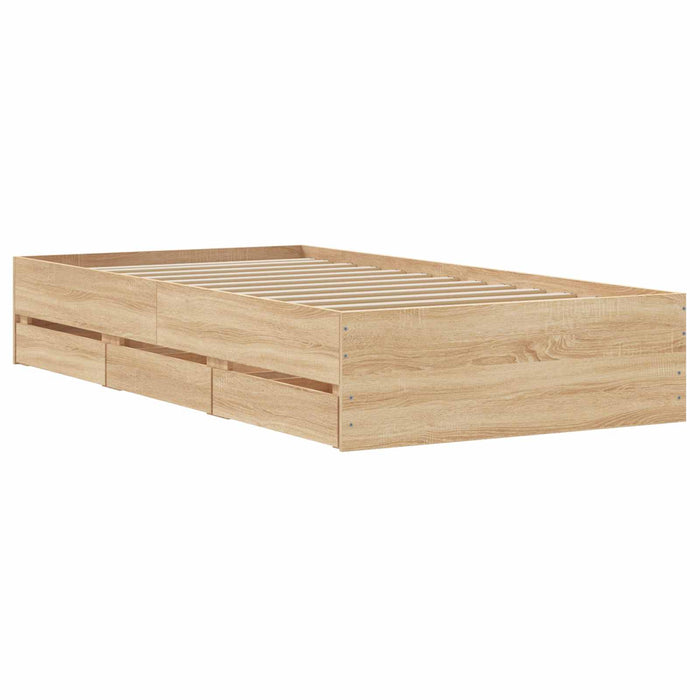 Cadru de pat cu depozitare cu sertar Stejar Sonoma 80 x 200 cm WALTI