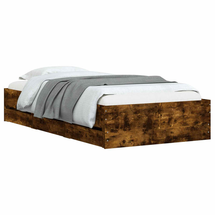 Cadru de pat cu depozitare cu sertar Stejar fumuriu 80 x 200 cm WALTI