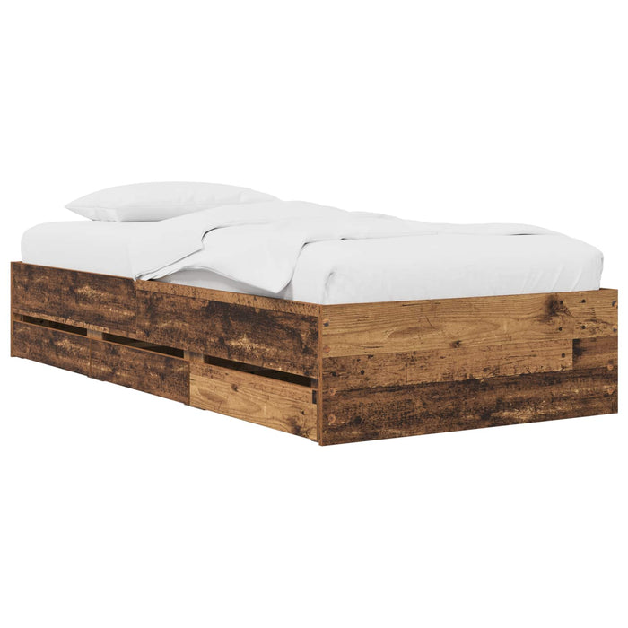 Cadru de pat cu depozitare cu sertar Lemn vechi 80 x 200 cm WALTI