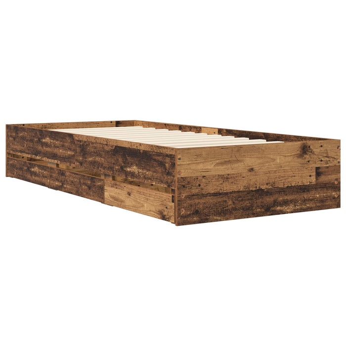 Cadru de pat cu depozitare cu sertar Lemn vechi 80 x 200 cm WALTI