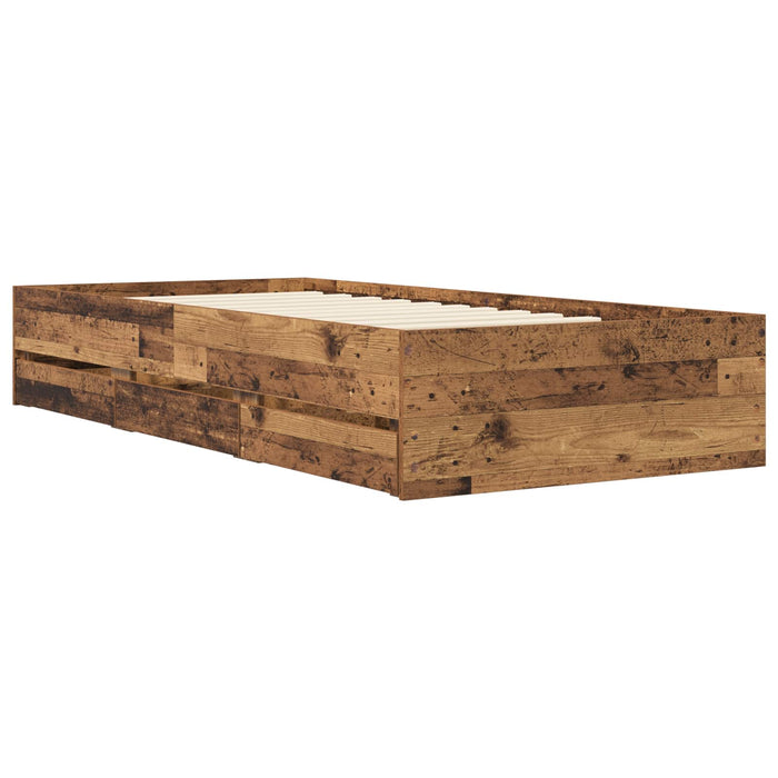 Cadru de pat cu depozitare cu sertar Lemn vechi 80 x 200 cm WALTI