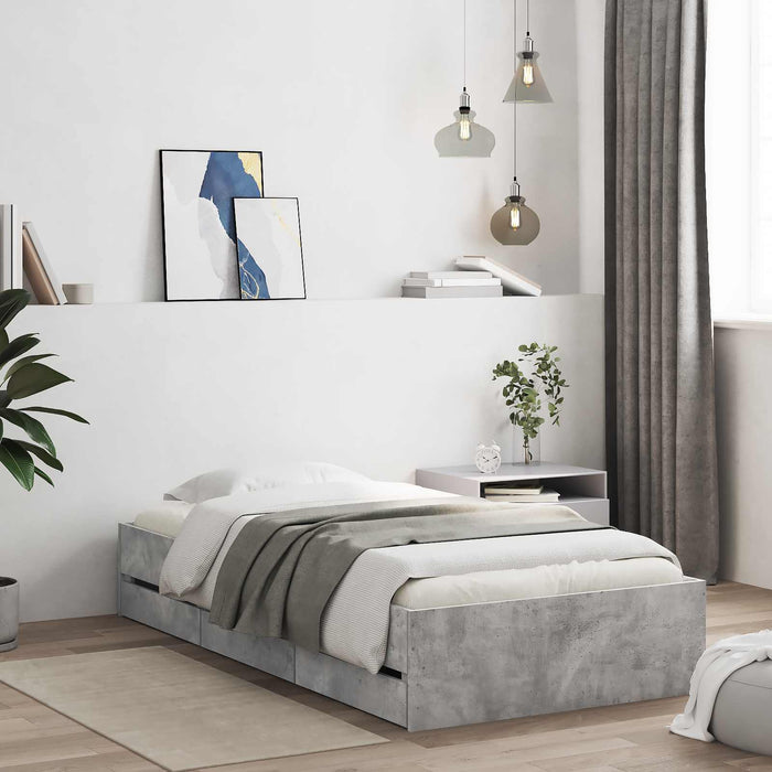 Cadru de pat cu depozitare cu sertar Sonoma gri 80 x 200 cm WALTI