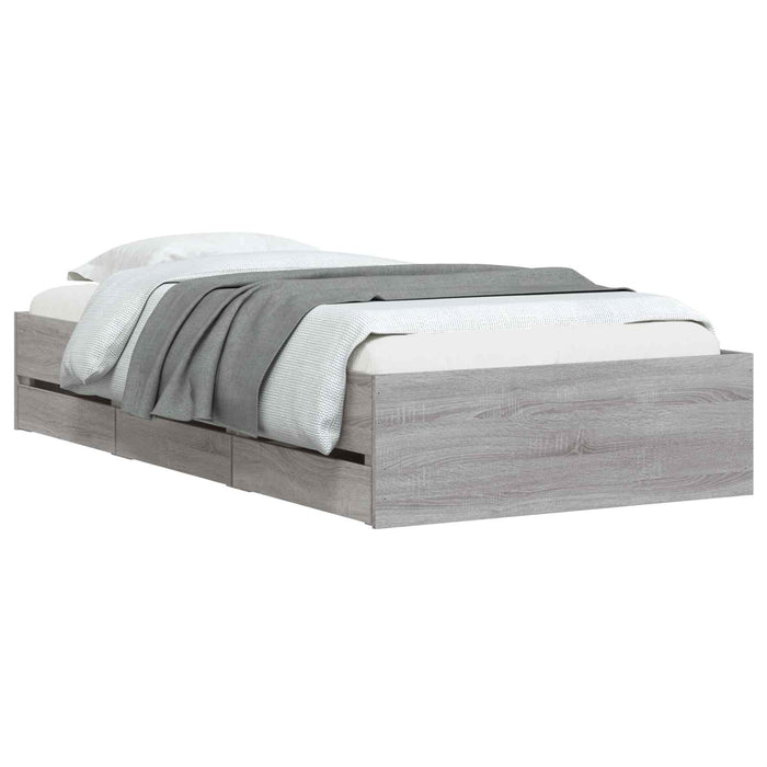 Cadru de pat cu depozitare Gri Beton 80 x 200 cm Lemn prelucrat WALTI