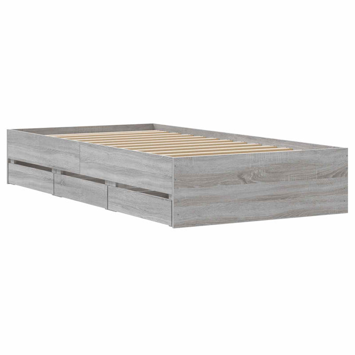 Cadru de pat cu depozitare Gri Beton 80 x 200 cm Lemn prelucrat WALTI