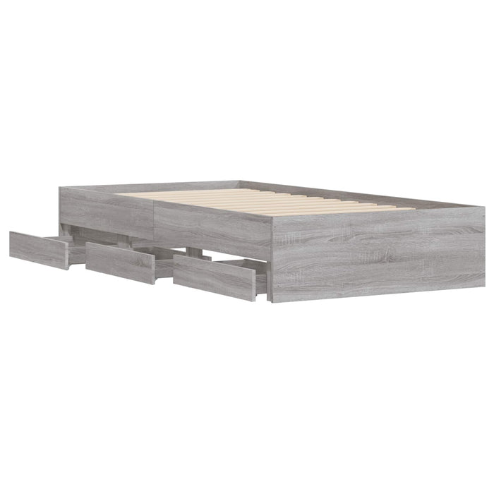 Cadru de pat cu depozitare Gri Beton 80 x 200 cm Lemn prelucrat WALTI