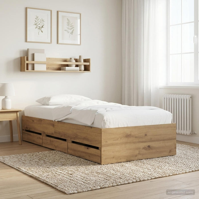 Cadru de pat cu depozitare Stejar artizanal 80 x 200 cm WALTI