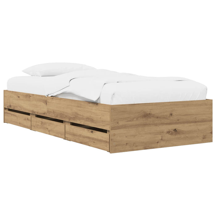 Cadru de pat cu depozitare Stejar artizanal 80 x 200 cm WALTI
