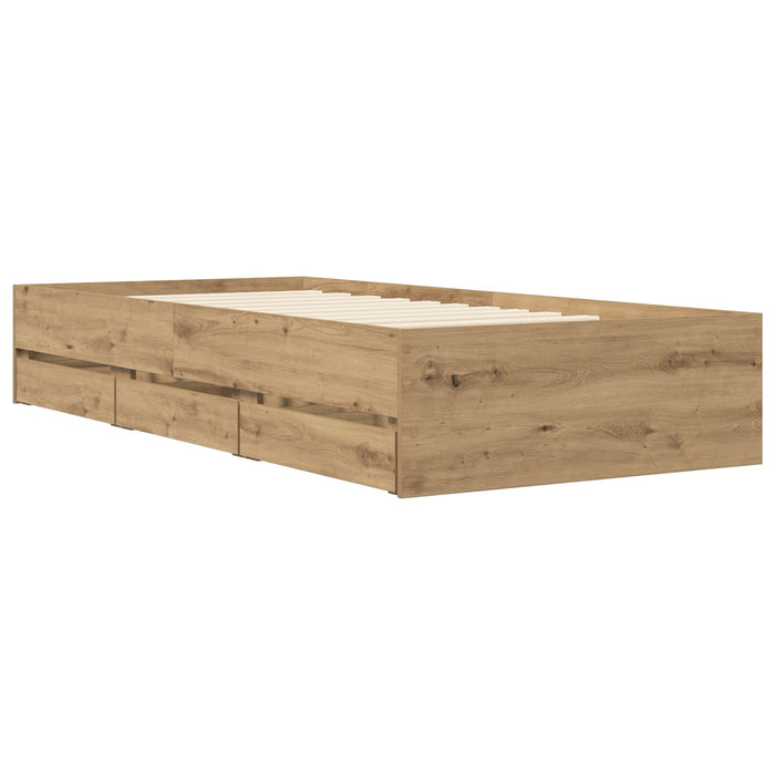 Cadru de pat cu depozitare Stejar artizanal 80 x 200 cm WALTI