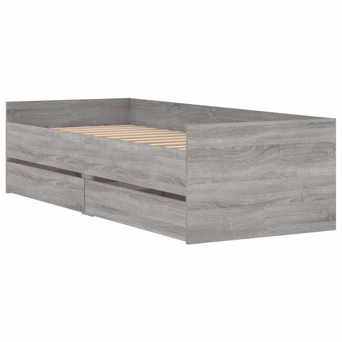 Cadru de pat cu depozitare Gri Beton 80 x 200 cm Lemn prelucrat WALTI