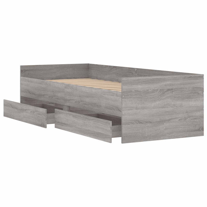 Cadru de pat cu depozitare Gri Beton 80 x 200 cm Lemn prelucrat WALTI