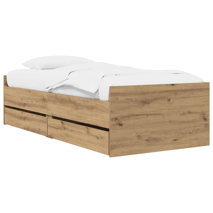 Cadru de pat cu depozitare Stejar artizanal 80 x 200 cm WALTI