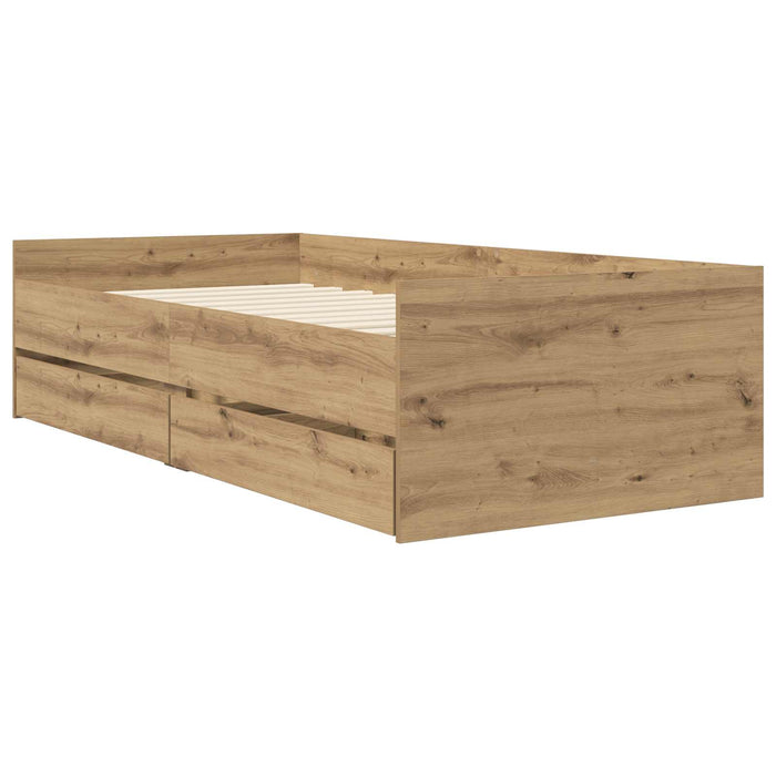 Cadru de pat cu depozitare Stejar artizanal 80 x 200 cm WALTI